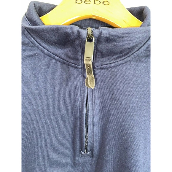 Tasso Elba Men's Sweater Size M Blue Supima Cotton 1/4 Zip Button Mock Neck - Picture 9 of 9